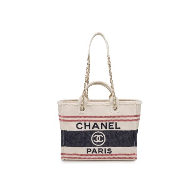 CHANEL SHOPPING BAG COTTON LEATHER AS3351 (34*27*15.5cm)